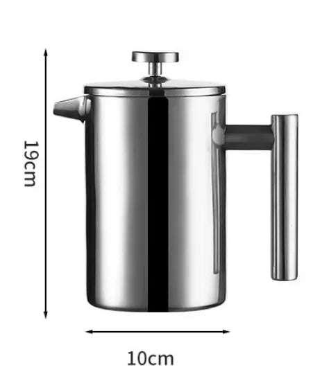 Stainless Steel French
Press Coffee Pot Double-Layer Insulation (Mirror)