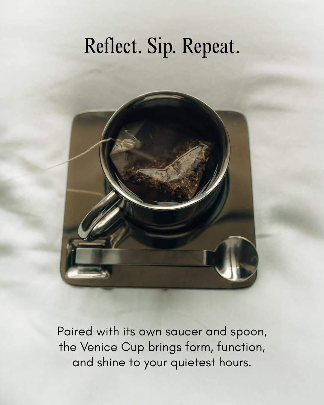 Venice Mirror Cup with a Saucer & Spoon