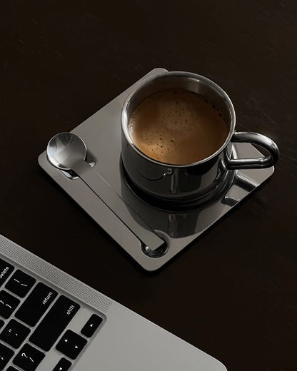 Venice Mirror Cup with a Saucer & Spoon