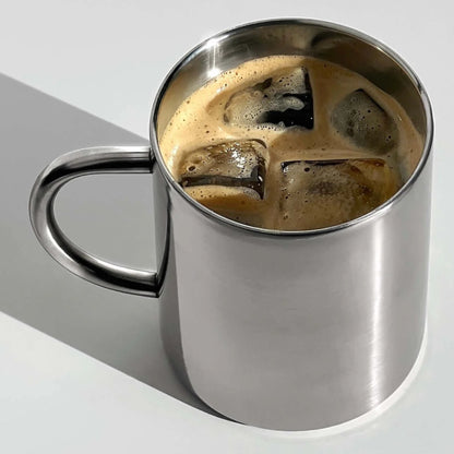 Double layer polished stainless steel cup