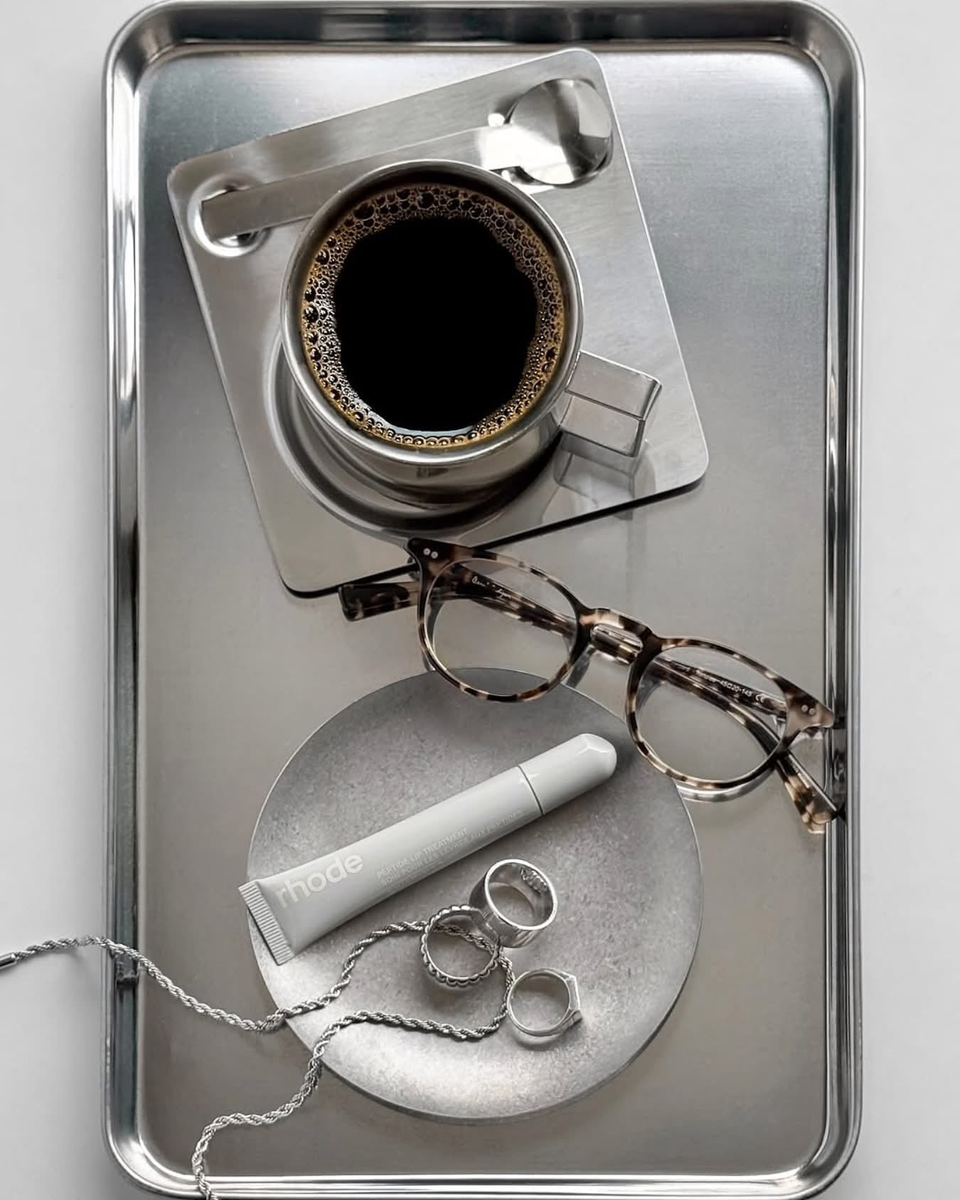 Venice Mirror Cup with a Saucer & Spoon