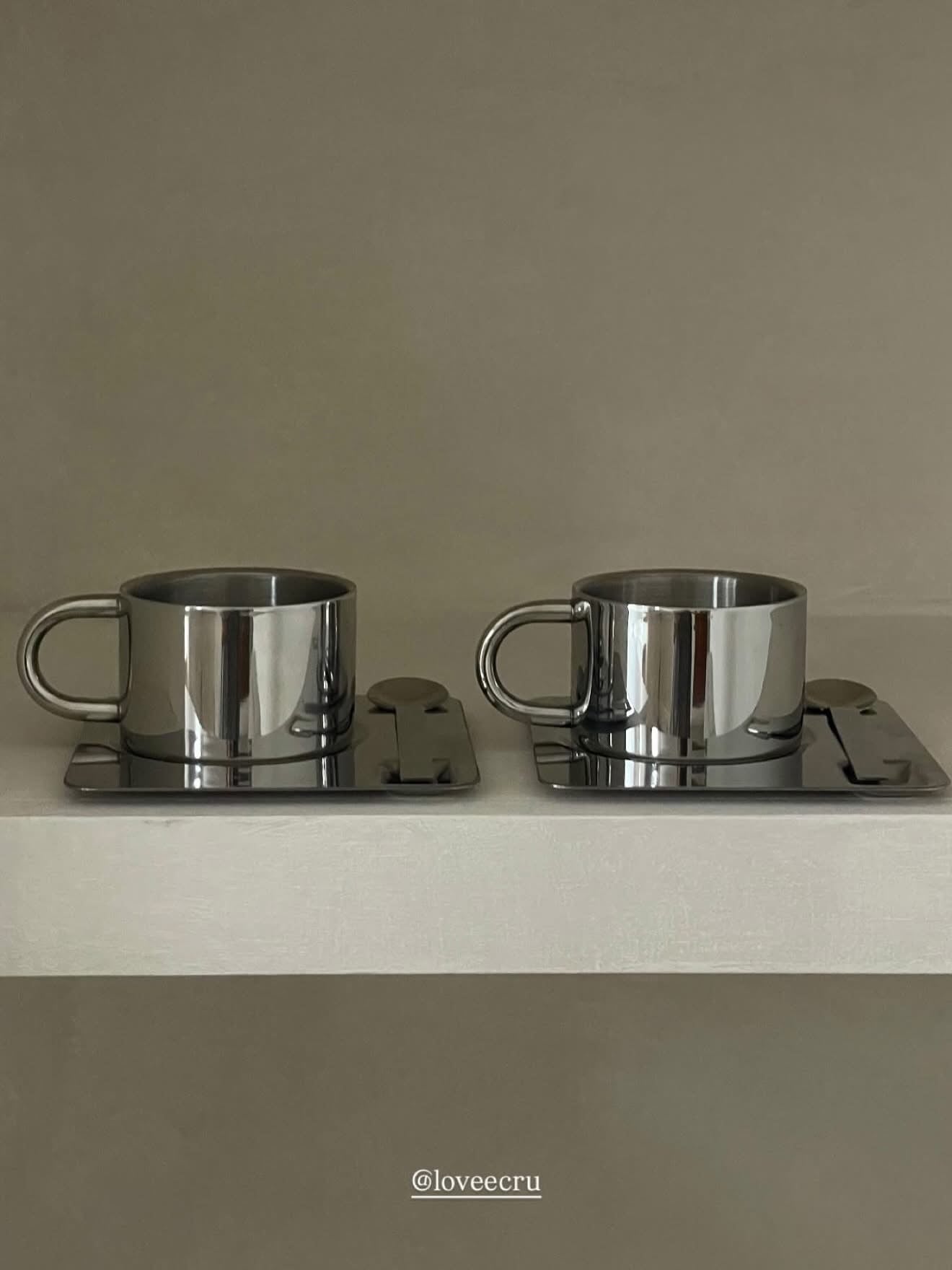 Venice Mirror Cup with a Saucer & Spoon