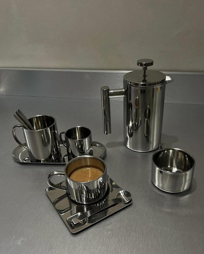 Stainless Steel French
Press Coffee Pot Double-Layer Insulation (Mirror)