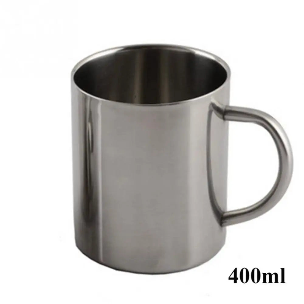 Double layer polished stainless steel cup