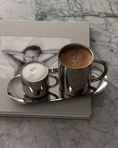 Double layer polished stainless steel cup