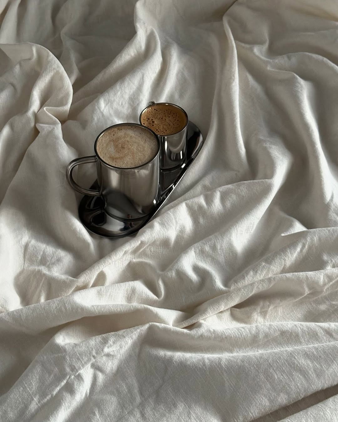 Double layer polished stainless steel cup